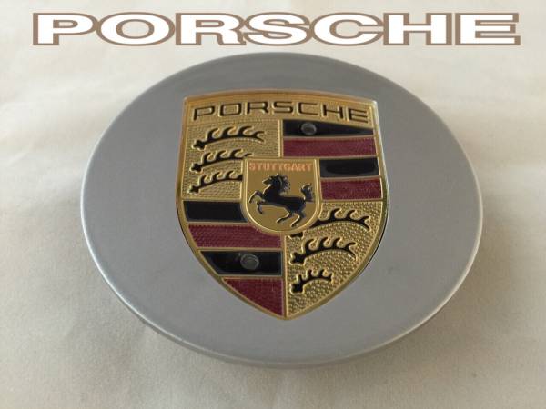 ポルシェホイールセンターキャップ４枚セットシルバーゴールド☆