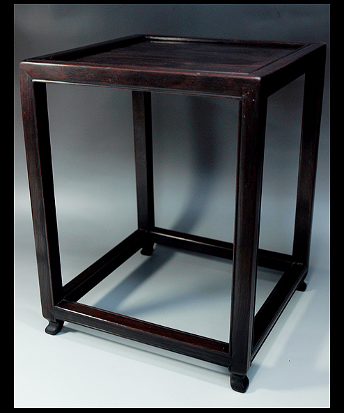 【緑屋】古唐木 紫檀*高卓 花台 四方卓/*盆栽卓*時代古玩 *9