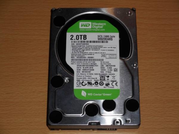 Western Digital 2TB HDD WD20EARS-00S8B1