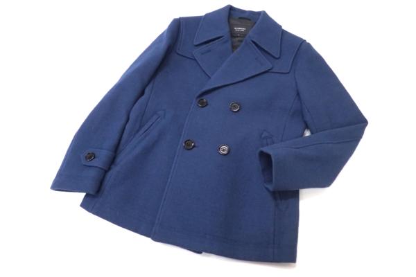 極美◆バーバリーブラックレーベル ウールPコート LL ネイビー