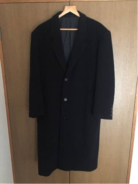 チェスターコート 黒 モード 古着 ロングコート ウール