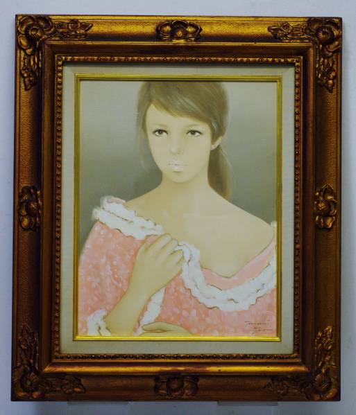大幅値下げ！徳田宏行「みつめる」絵画　1938年　10号　パステル　額縁付 大幅値下げ！徳田宏行「みつめる」絵画 1938年 10号 パステル 額縁付