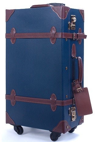 【激安】高級大型スーツケース(ネイビー×ブラウン) 新品同様