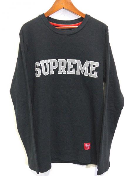 シュプリーム SUPREME Tシャツ ロゴ ロンT S 紺 ネイビー