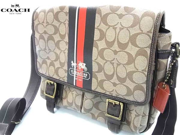 人気☆COACH　コーチ　レザー使い　メンズ　ショルダーバッグ
