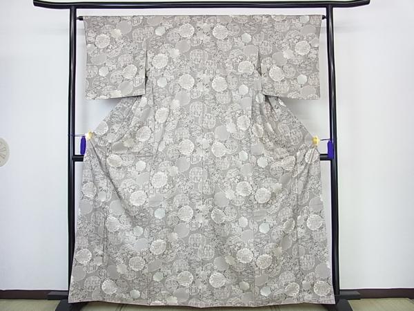 平和屋特選着物■十日町紬　雪輪文様　極上の逸品　ｋ364