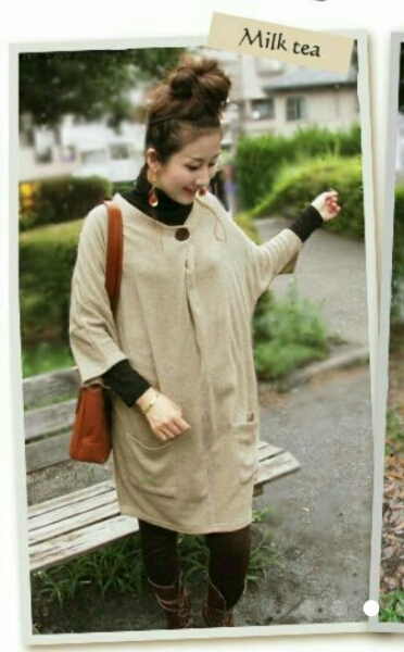 ミルクティー人気授乳口付きワンピース