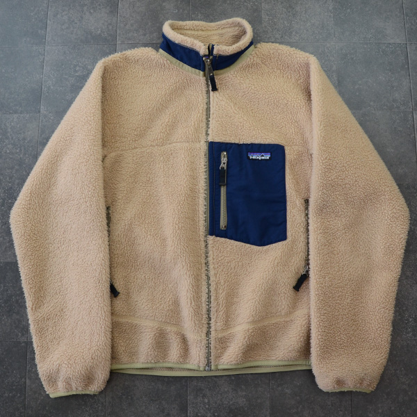 パタゴニア クラシックレトロX ナチュラル 紺 S フリースJKT