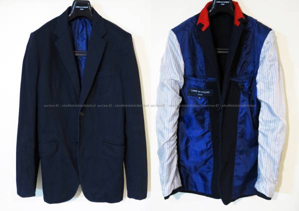 【HOMME 紺 ジャケット】ネイビー ポリ 紺 ギャルソン オム