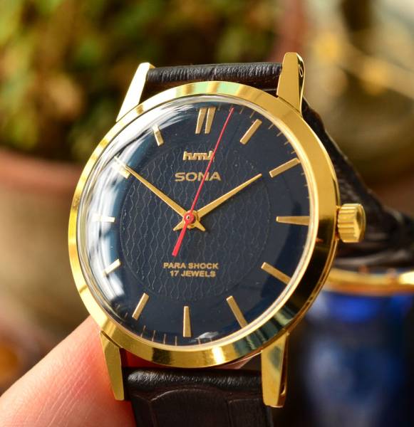 ヴィンテージ HMT SONA 手巻き 機械式 腕時計 デッドストック 紺