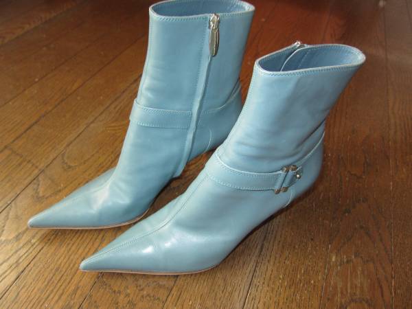 セルジオ・ロッシ ブルージーン色のレザー ハーフブーツ 38 美品