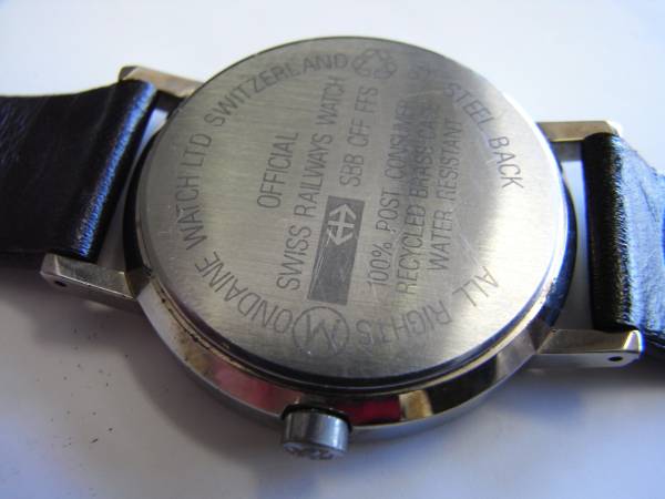 中古品◆電池交換済み◆モンディーン◆MONDAINE◆スイス鉄道時計