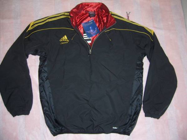 新品★adidas Professional★厚手ナイロンジャケット★黒金★Ｌ
