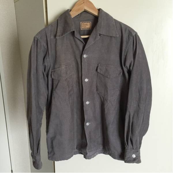 1円/vintageコーデュロイシャツ60'sグレーボックス古着70's