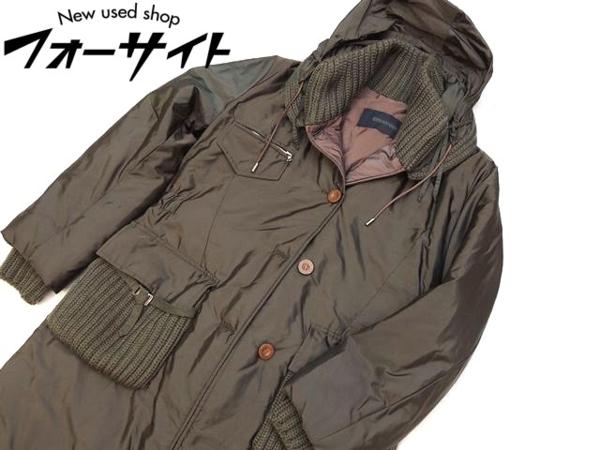 56/美品 エルマノシェルビーノ■40 カーキ系 ロング コート▼服