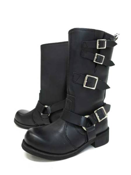 YOSUKE リングベルト付き本革エンジニアブーツ/ヨースケ黒23.5cm