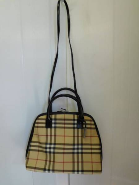 □バーバリーBURBERRY レザー使いチェック柄2WAYハンドバッグ
