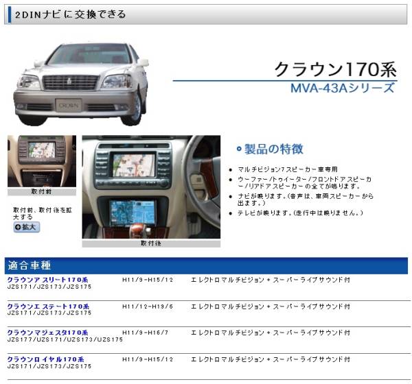 送料無料！ビートソニック MVA-43A 170系クラウン・マジェスタマルチビジョン車用 社外オーディオ交換サウンドサウンドアダプター ビートソニック サウンドアダプター MVA-43A(MVX-43B デッキ 社外ナビ 動作OK