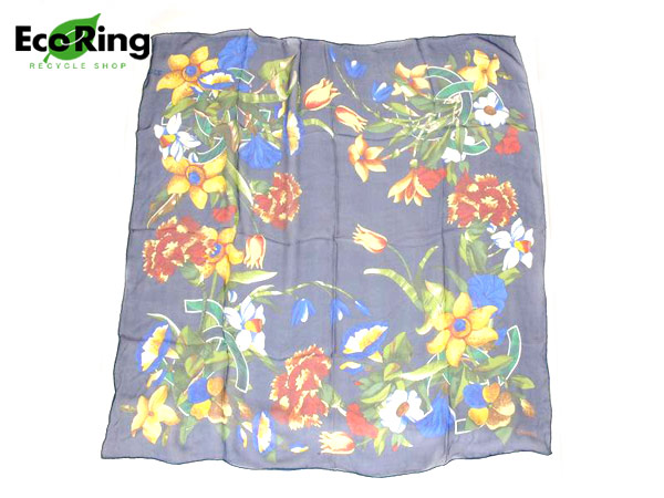1円 美品 シャネル フラワー 花柄 シルク100％ スカーフ CH047