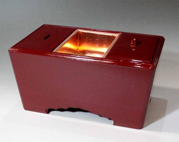 時代市場■売切品■在庫品 木製朱塗賽銭口付角香炉8.0寸■仏具