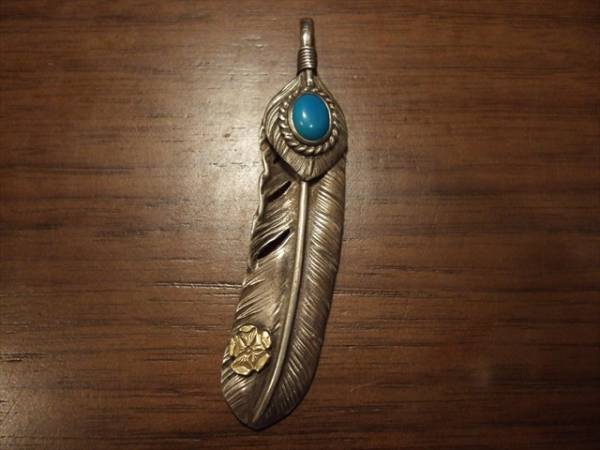 goro's ゴローズ　銀縄ターコイズフェザー　ローズメタル付き