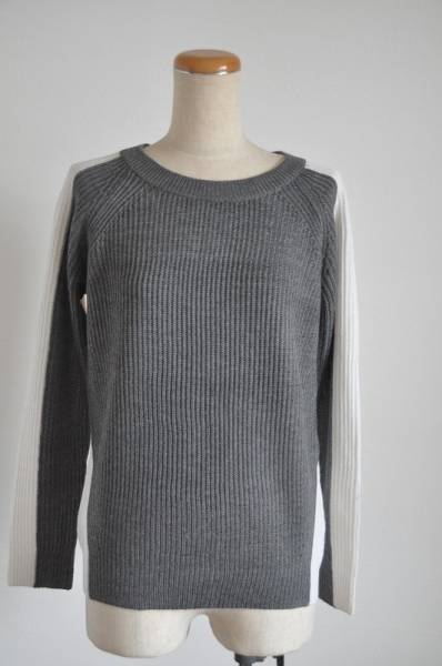 SCOT CLUB 畦編みバイカラーニット　灰白 スコットクラブ