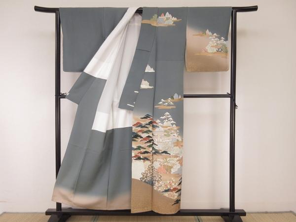 ドークブア■訪問着　金彩友禅　駒刺繍　霧取りに風景文　逸品