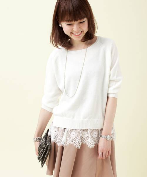 ナノユニバースBroderie&Coヘムレースカノコニットnano universe