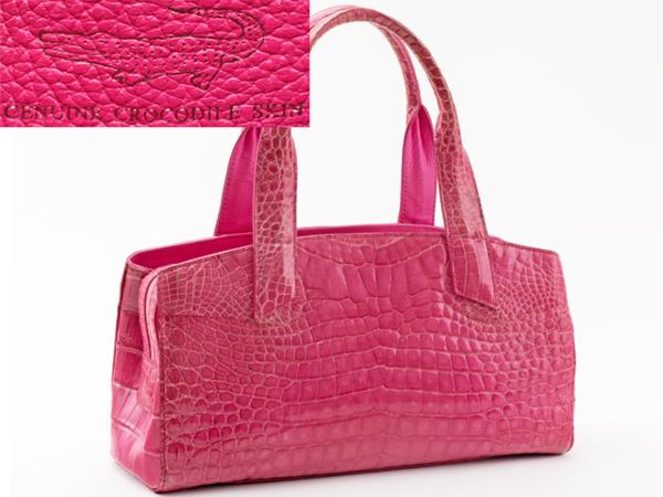 Genuine Crocodile Skin クロコダイル腹革バッグ ピンク