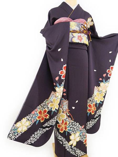 ゆめsaku 新品“花盛り”振袖・襦袢・袋帯３点セット y-176`