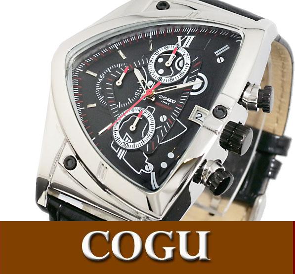 1円～COGU コグ 腕時計 アシンメトリー クロノグラフ CG-C43 BK
