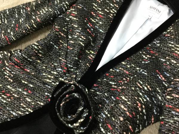 美品アルマーニARMANIcollezioni☆リボンツィード美形ジャケット 