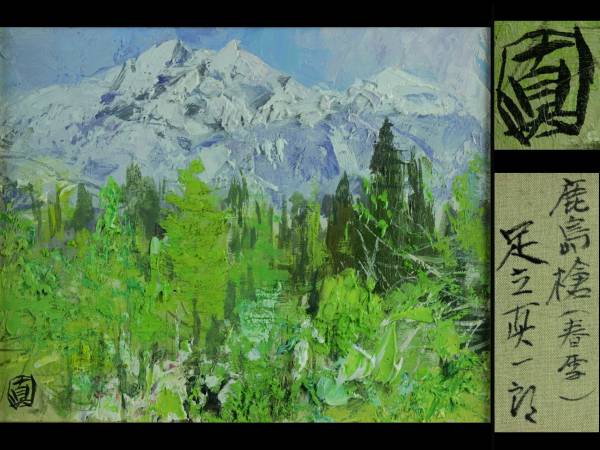 ◇廻◇ 真作保証 足立真一郎 鹿島槍(春雪) 肉筆油彩3号 [B184]OP OP