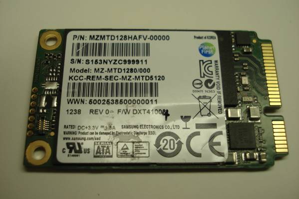 Samsung　SOLID STATE DRIVE（SSD） mini-SATA 128GB 中古動作品