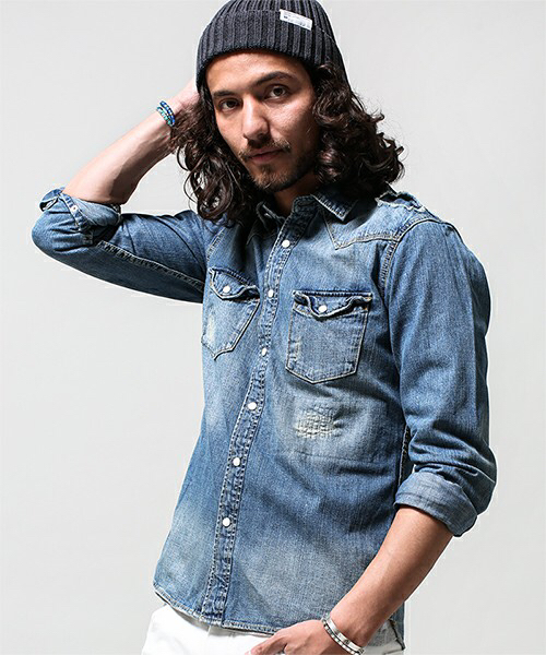 15AWナノユニバース・ハンドリメイクデニムシャツ正規品Mサイズ