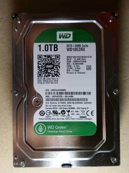 ●使用18時間★WesternDigital WD10EZRX★1.0TB/3.5/SATA/HDD