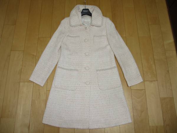美品 レッセパッセ 2way ロングコート ツイード 袖フォックスファー 38 