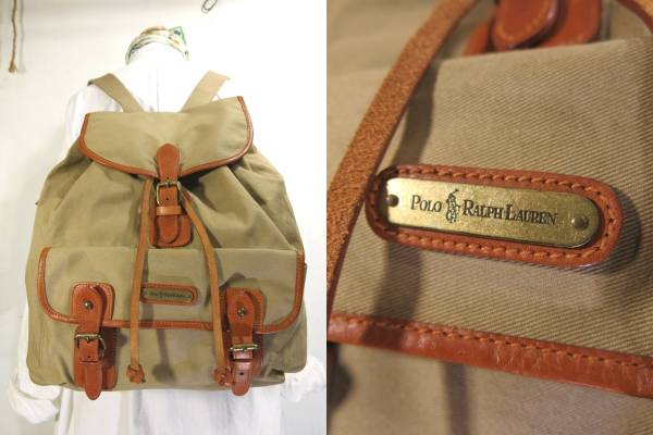 RALPH LAUREN ラルフローレン レザー×キャンバス リュック 鞄