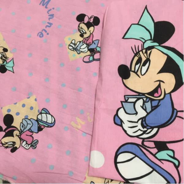 ミニーちゃん 生地 ビンテージシーツ USA製 レア柄 - 80s Disney