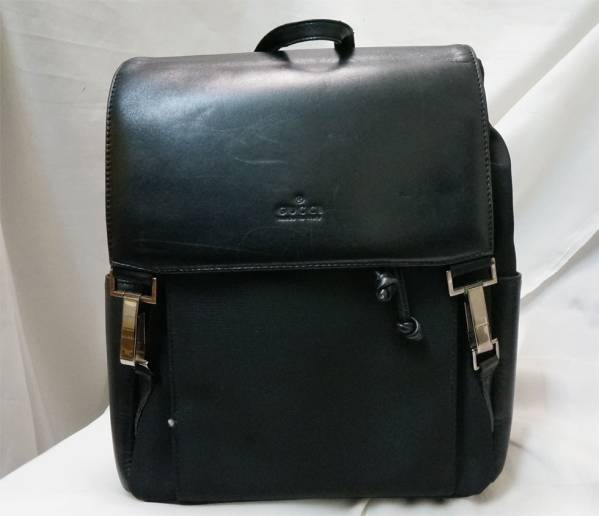 ■GUCCI グッチ ナイロン レザーリュック 003-3034-3577 ⑪