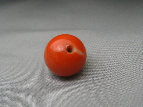 本珊瑚玉（径約14，0mm）1個 / 根付サンゴ 緒締玉 簪 xvpbvx