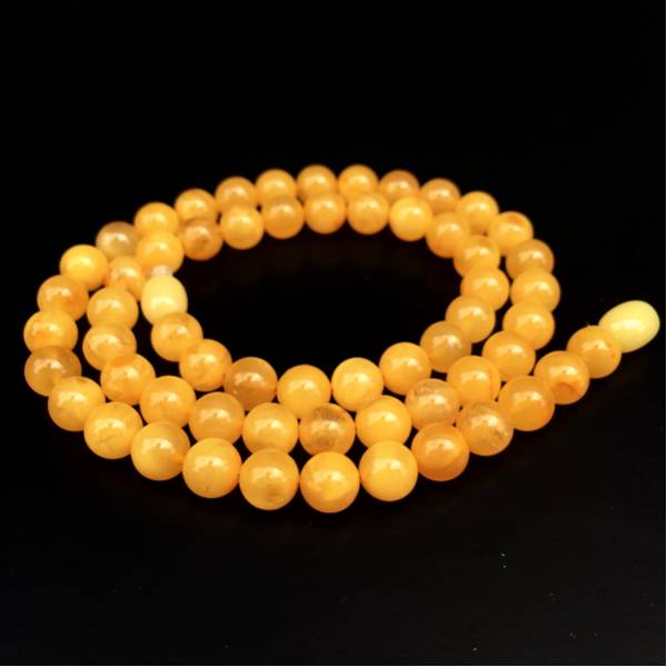 天然琥珀 蜜蝋マーブルアンバーネックレス 14.10g 7mm