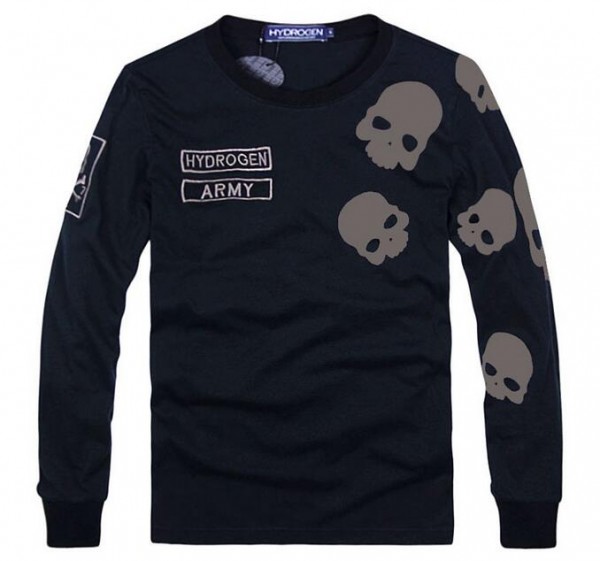 スカル　HYDROGENハイドロゲン/メンズ　長袖Tシャツ黒/XL