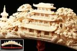 航】本象牙保証 極上楼閣山水彫 ブリッジ 置物 初だし品 【公式通販】