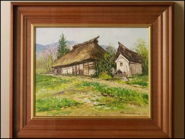 2209 油絵 尾身周三 信州戸隠の景 6号 タトウ箱