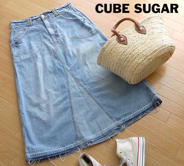 ★未使用★キューブシュガー CUBE SUGAR デニムロングスカート★
