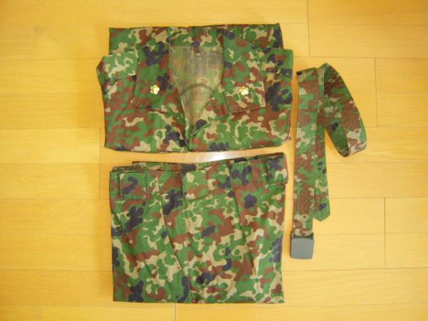陸上自衛隊 迷彩服 3型夏用 6A 上下セット PX 階級章ベルト付 生産