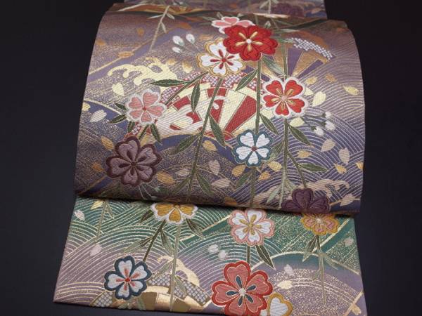 ☆naana5656☆b051.典雅 唐織流水に桜の花文 袋帯振袖用 【公式
