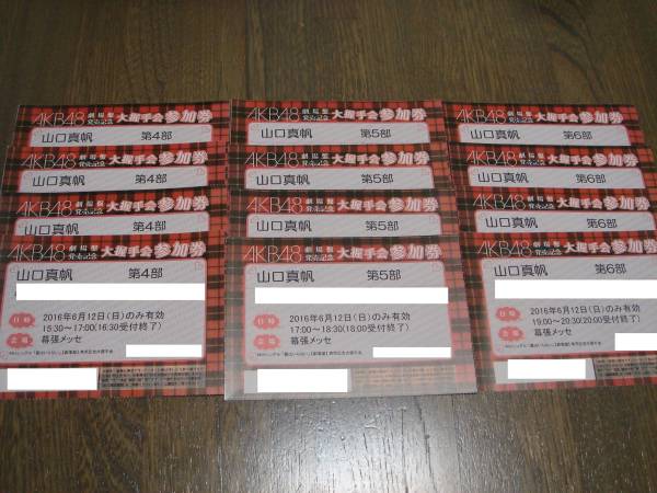 6/12 AKB48 翼はいらない NGT48 山口真帆 大握手会参加券 12枚