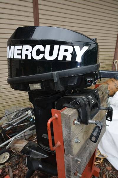 中古 マーキュリーシープロ10馬力 S足アルミボート、淡水で使用してました
